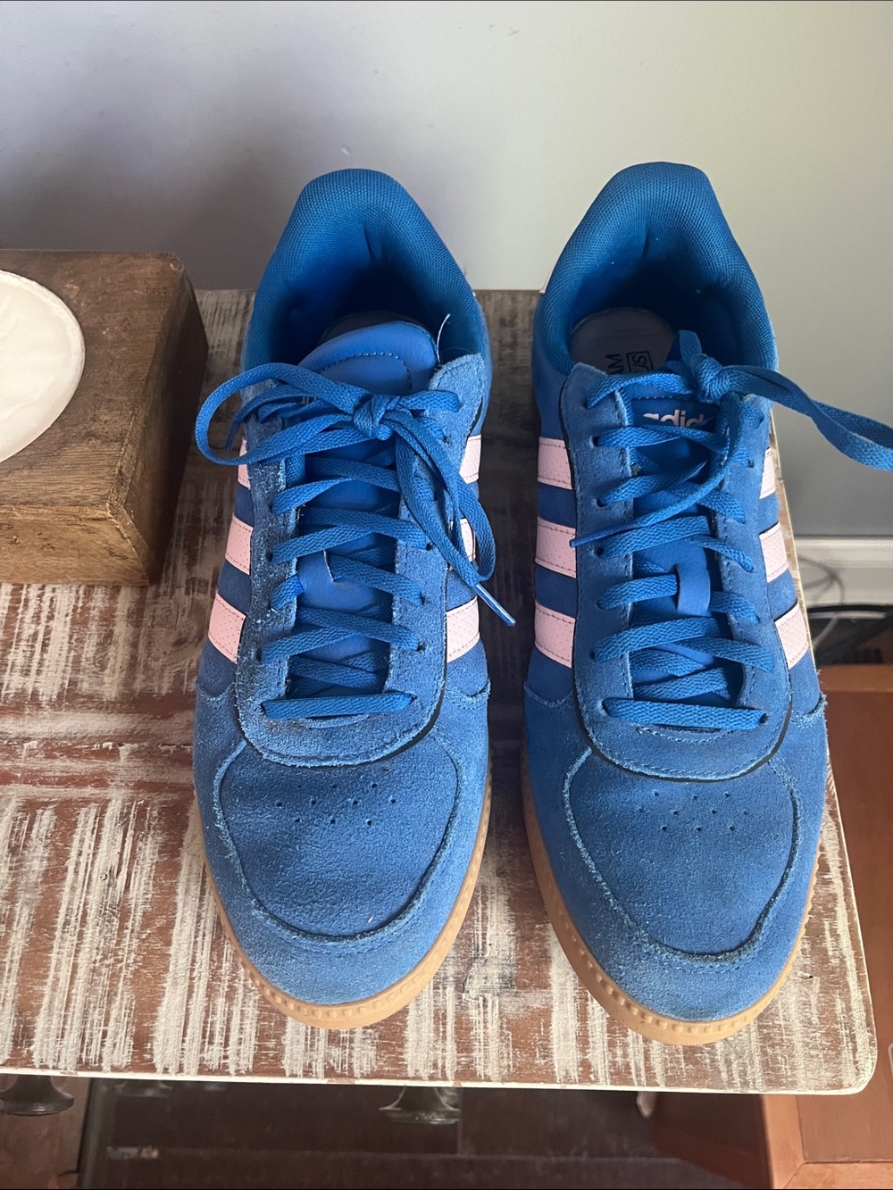 adidas Breaknet Sleek Suede Sneakers with Pink Stripes